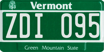 VT license plate ZDI095