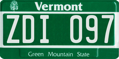VT license plate ZDI097