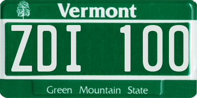 VT license plate ZDI100