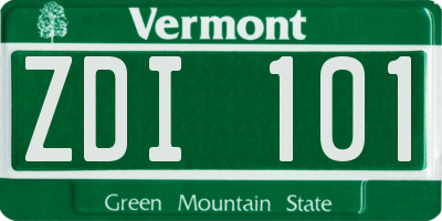 VT license plate ZDI101