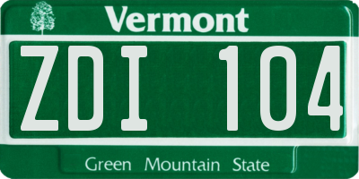 VT license plate ZDI104