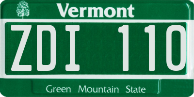 VT license plate ZDI110