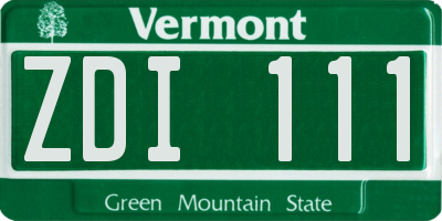 VT license plate ZDI111
