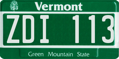 VT license plate ZDI113