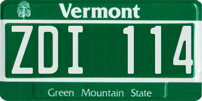 VT license plate ZDI114