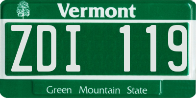 VT license plate ZDI119