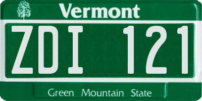 VT license plate ZDI121