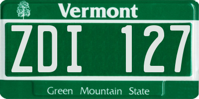 VT license plate ZDI127