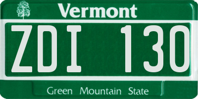 VT license plate ZDI130