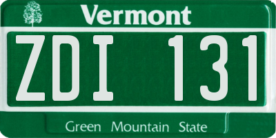 VT license plate ZDI131