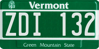 VT license plate ZDI132