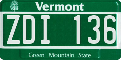 VT license plate ZDI136