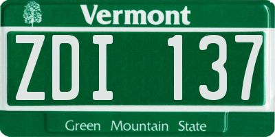 VT license plate ZDI137