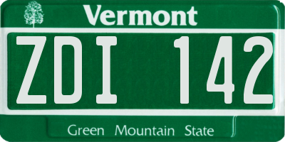 VT license plate ZDI142