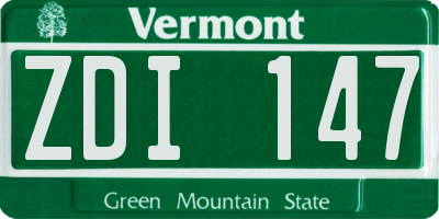 VT license plate ZDI147