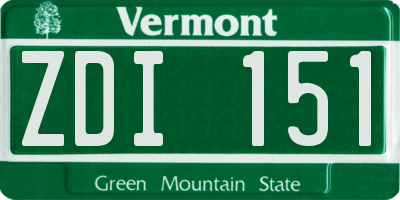 VT license plate ZDI151
