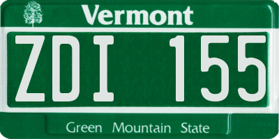 VT license plate ZDI155