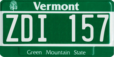VT license plate ZDI157