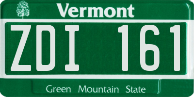 VT license plate ZDI161
