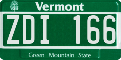 VT license plate ZDI166