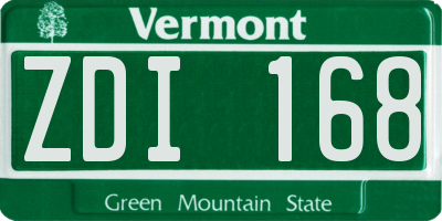 VT license plate ZDI168