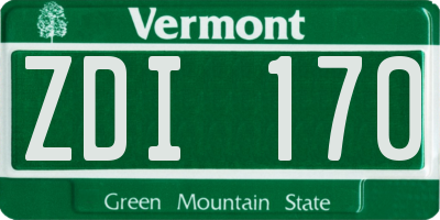 VT license plate ZDI170