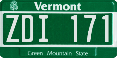 VT license plate ZDI171