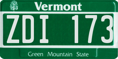 VT license plate ZDI173
