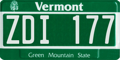 VT license plate ZDI177