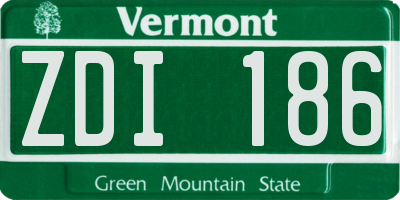 VT license plate ZDI186