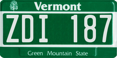 VT license plate ZDI187