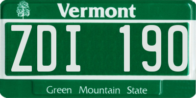 VT license plate ZDI190