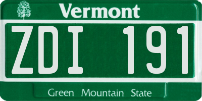 VT license plate ZDI191