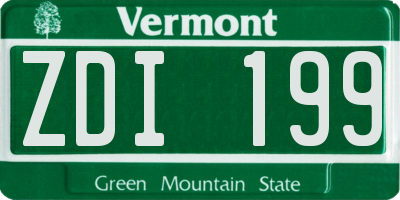 VT license plate ZDI199
