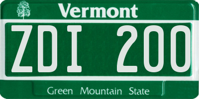VT license plate ZDI200