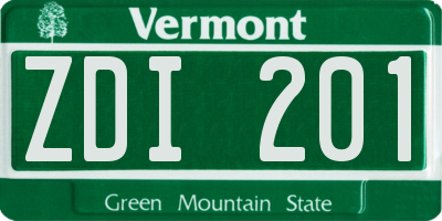 VT license plate ZDI201