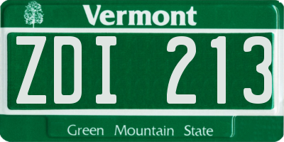 VT license plate ZDI213