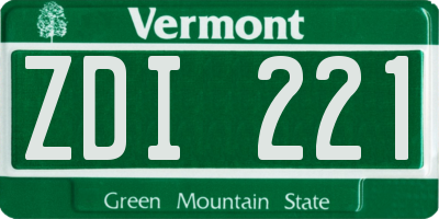 VT license plate ZDI221