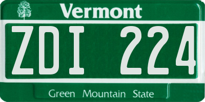 VT license plate ZDI224