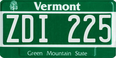 VT license plate ZDI225
