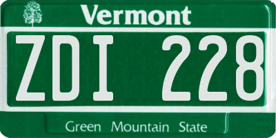 VT license plate ZDI228