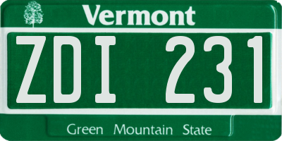 VT license plate ZDI231