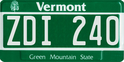 VT license plate ZDI240