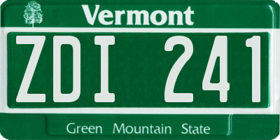 VT license plate ZDI241