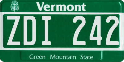 VT license plate ZDI242
