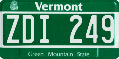 VT license plate ZDI249