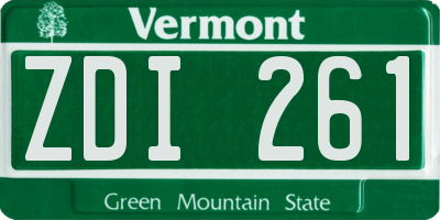 VT license plate ZDI261