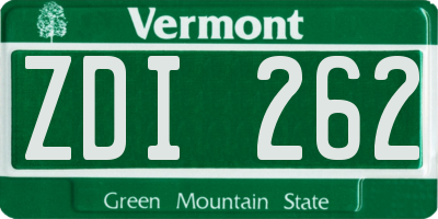 VT license plate ZDI262