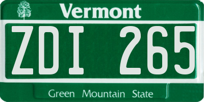 VT license plate ZDI265