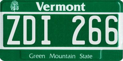 VT license plate ZDI266